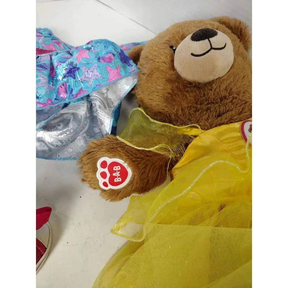 Build A Bear BAB Beauty and The Beast - Belle Dress - Sings, 2 Dresses 2 PR Shoe